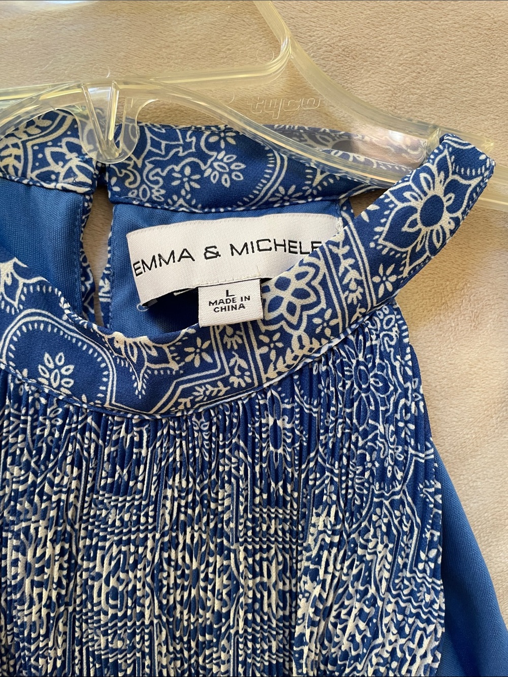 Blue Printed Halter Midi Dress with Waist Tie by Ann Taylor - Picture 3 of 11